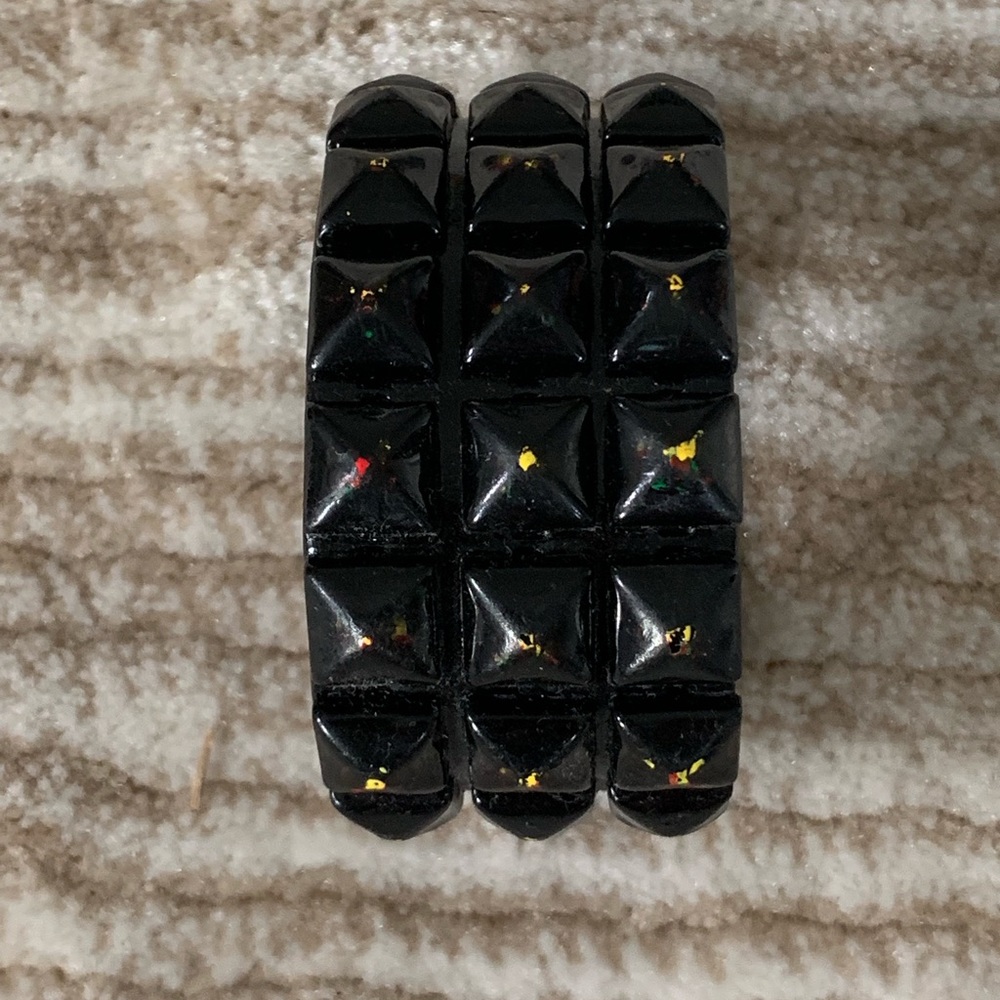 Men’s Black Leather Studded Bracelet